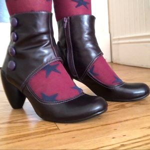 Aubergine leather booties